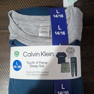 Calvin Klein Kids 4 Piece Sleep Set - Teal and Gray